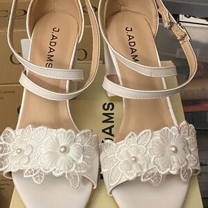 J. Adams White Floral Pearl-Accent Women's Dress Sandals